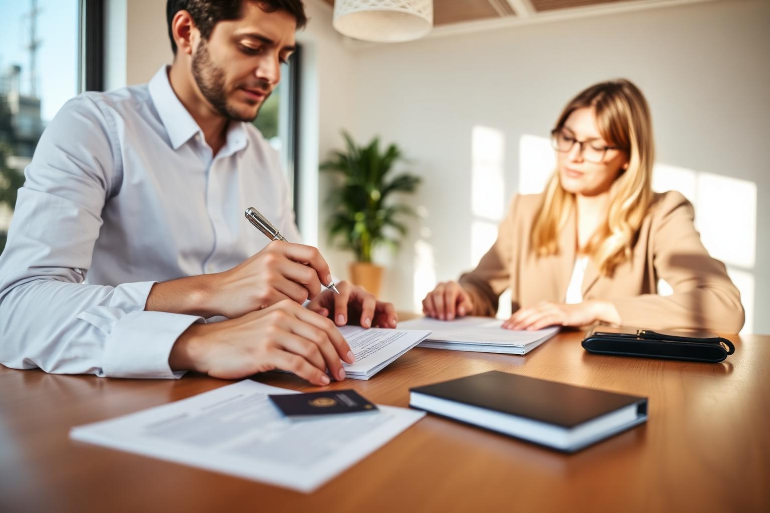 Immigration consultant helping a client