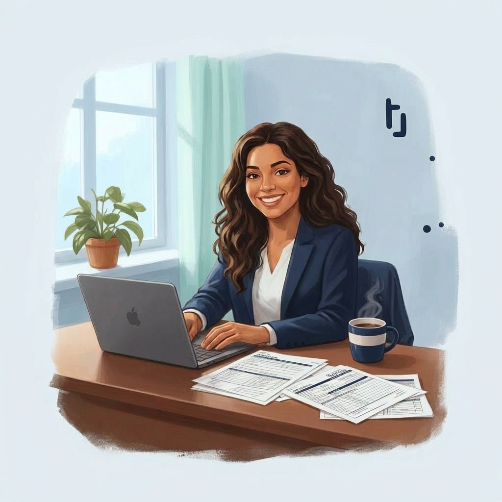 Tax preparer at desk